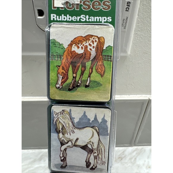 Set 4 Rubber Craft Stamps Crayon Factory Horses 1992 New - Picture 2 of 7